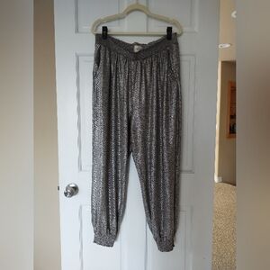Anthropologie Shimmering Silver Joggers Size 1x